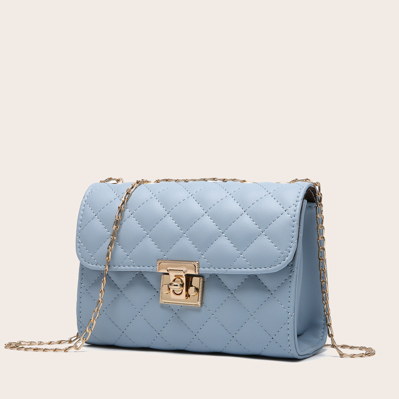 Ladies Quilted Crossbody Bag, Fashionable Chain Clutch Bag, Shoulder Bag, Square Bag